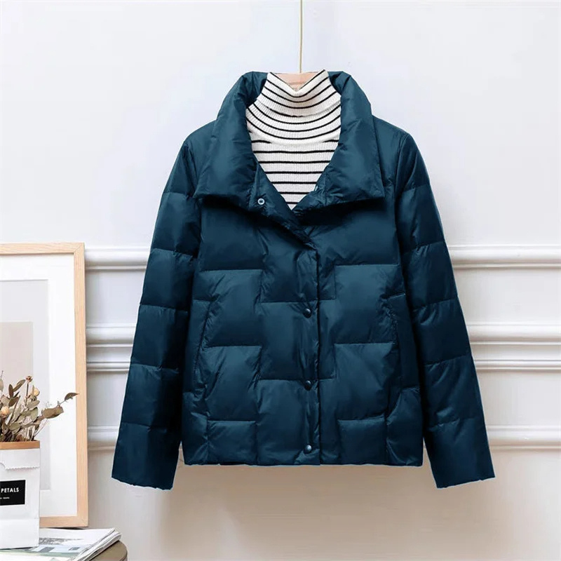 Unisex Vadderad Jacka – Quiltad Design – Värmande Isolering – lång Krage