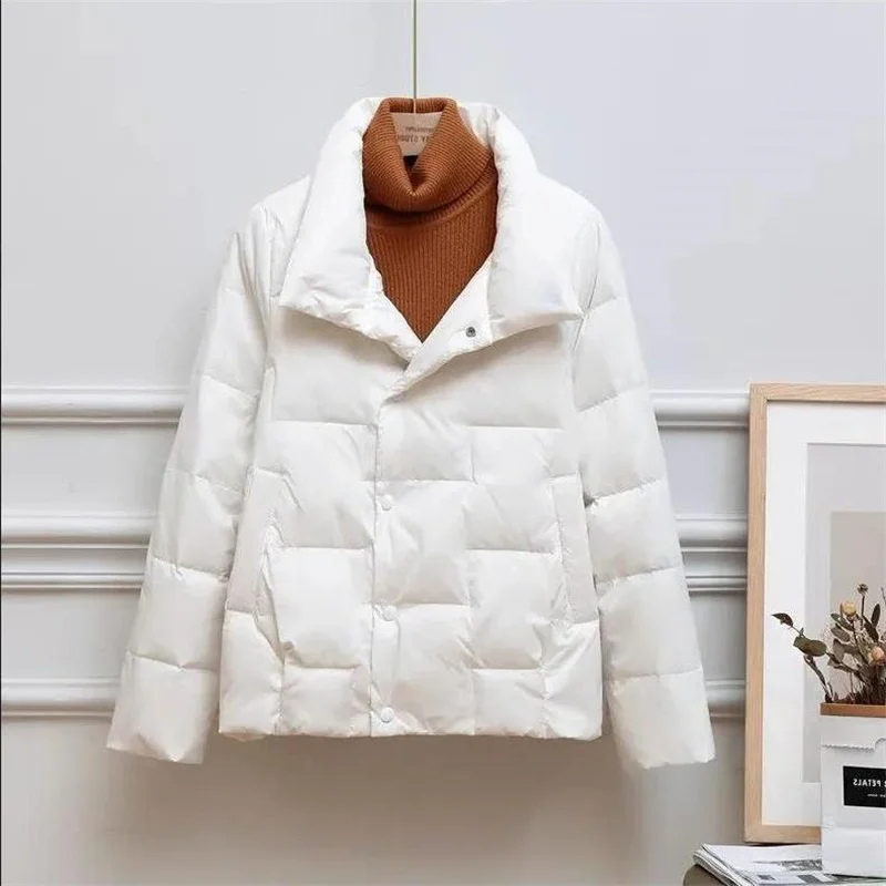 Unisex Vadderad Jacka – Quiltad Design – Värmande Isolering – lång Krage