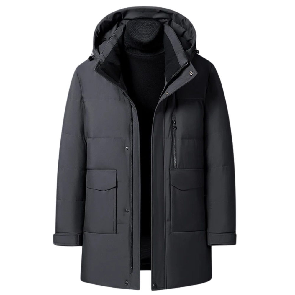 Business Casual 2025 Winter Men's Warm Hooded Duck Down Jackets Solid Color Puffer Coats Outwear Loose Windproof Thicken Parkas