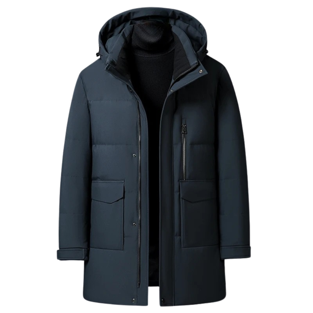 Business Casual 2025 Winter Men's Warm Hooded Duck Down Jackets Solid Color Puffer Coats Outwear Loose Windproof Thicken Parkas