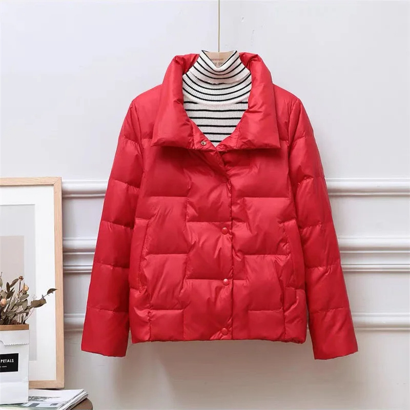 Unisex Vadderad Jacka – Quiltad Design – Värmande Isolering – lång Krage