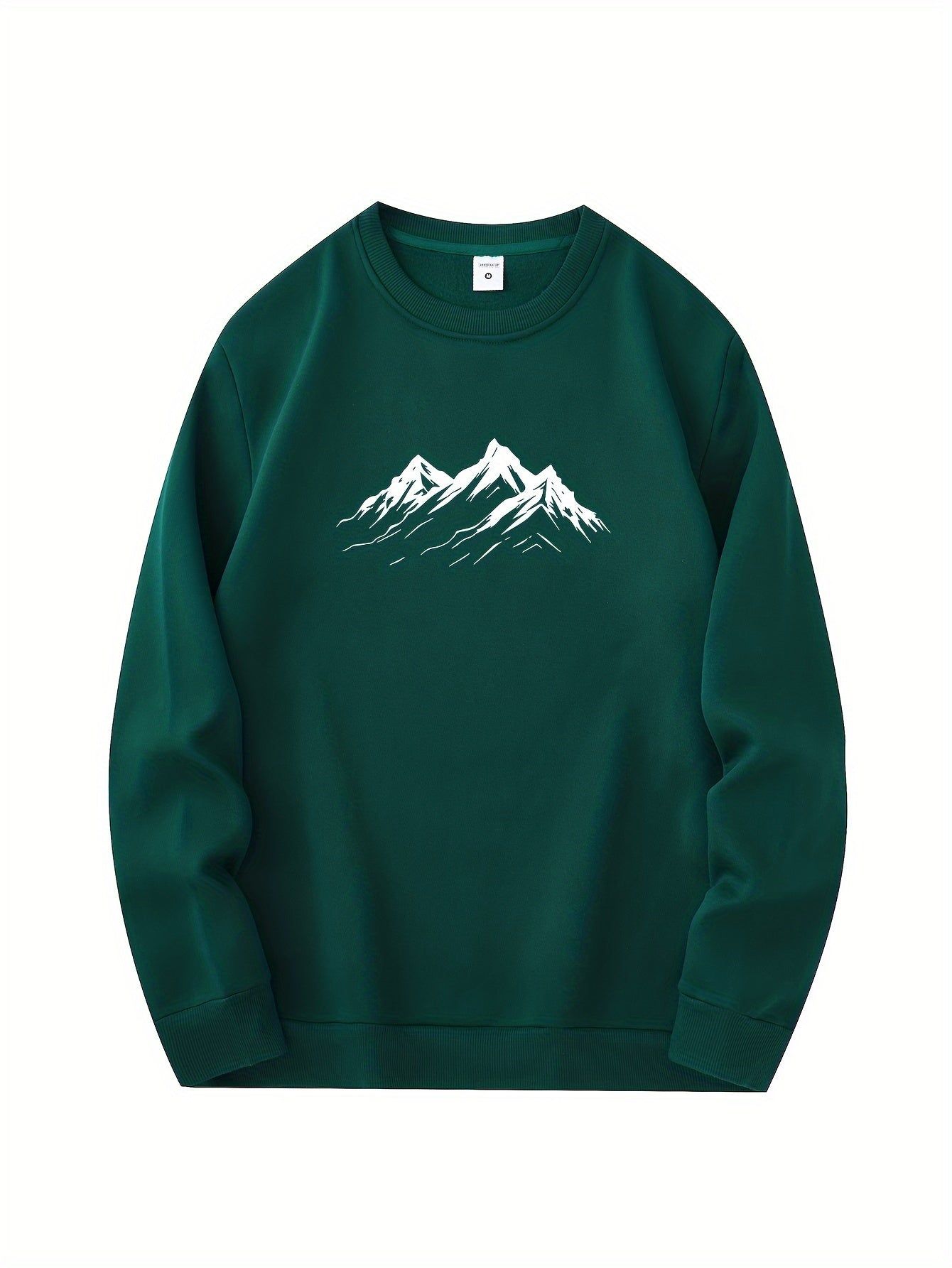Casual Oversized Tröja med Bergsmönster Tryck för Herr | Perfekt för Höst/Vinter