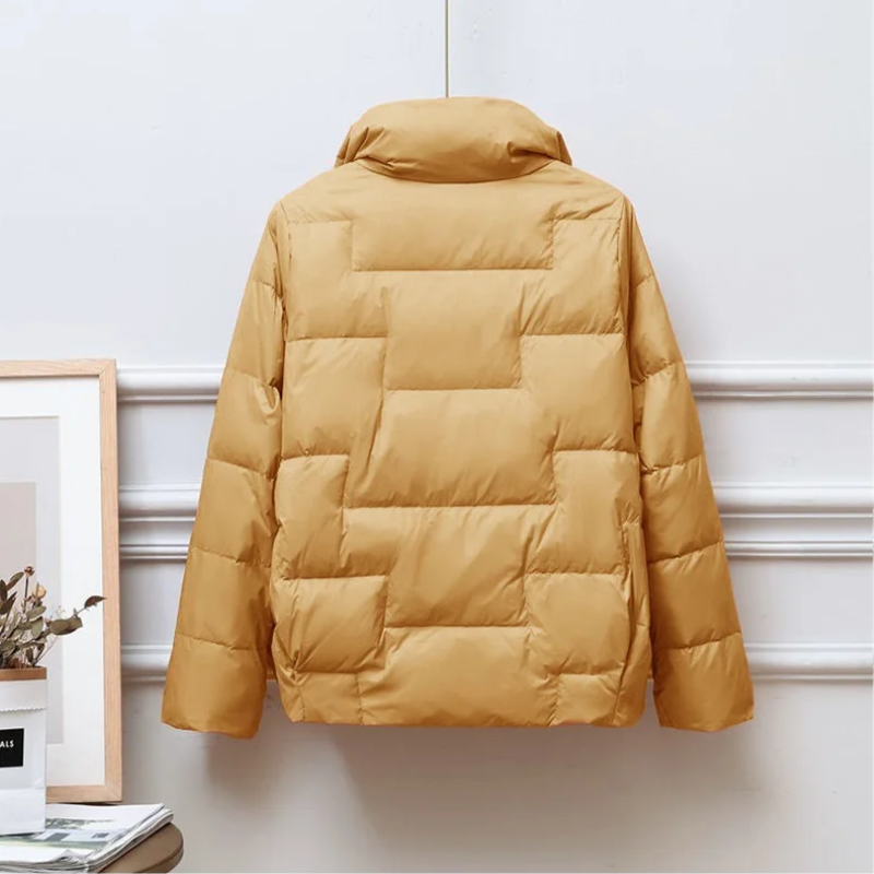 Unisex Vadderad Jacka – Quiltad Design – Värmande Isolering – lång Krage