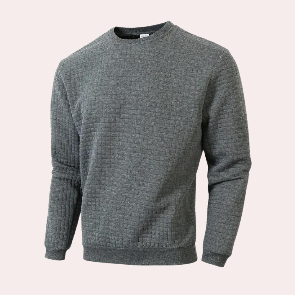 Andningsbar Texturerad Rundhalsad Tröja För Herr | Perfekt för Höst/Vinter