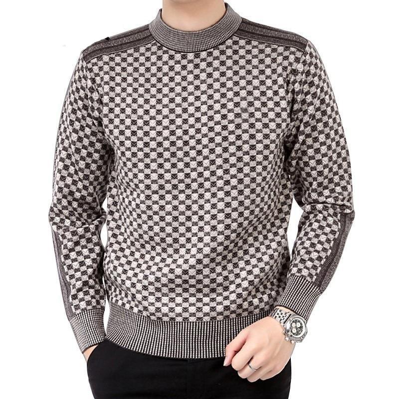Elegant Fleece Rutig Tröja för Herr | Perfekt för Höst/Vinter