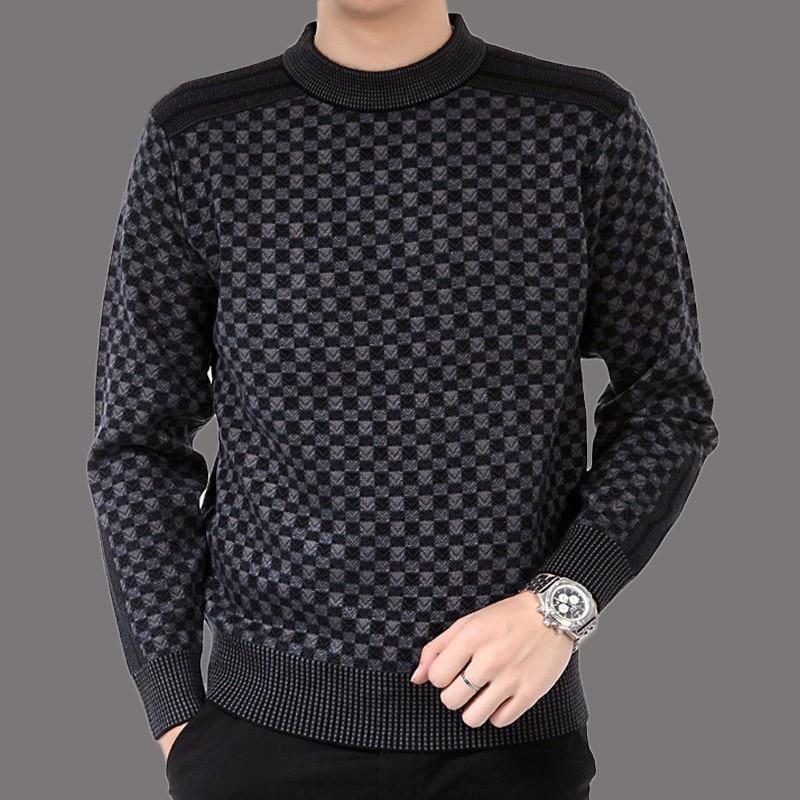 Elegant Fleece Rutig Tröja för Herr | Perfekt för Höst/Vinter