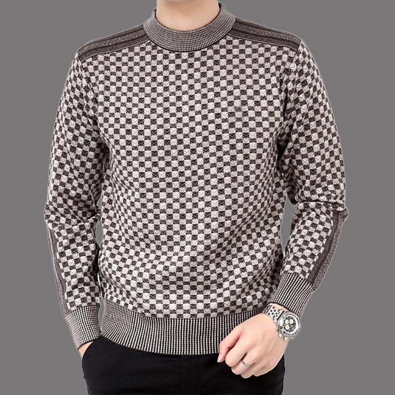 Elegant Fleece Rutig Tröja för Herr | Perfekt för Höst/Vinter