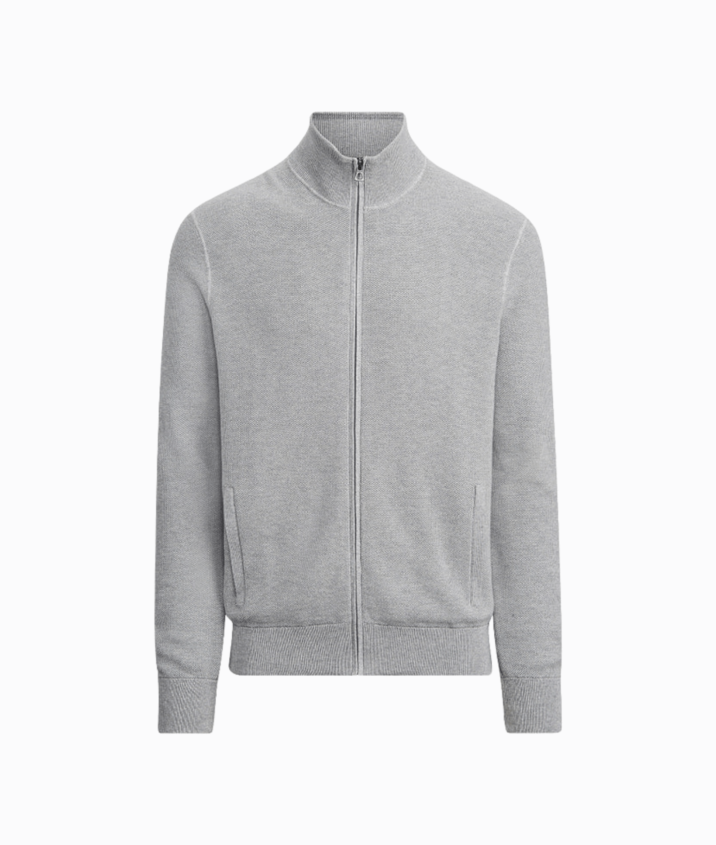 Cardigan Zipper | Grå Stickad Cardigan med Dragkedja i Bomull