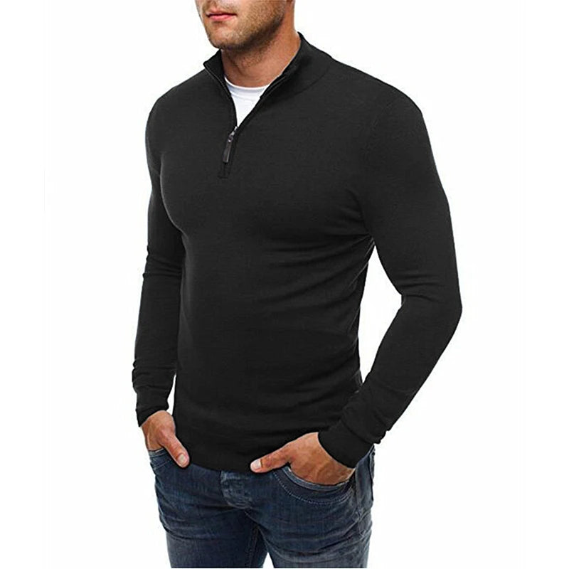 Casual Slim Fit Stretch Tröja för Herr | Perfekt för Höst/Vinter