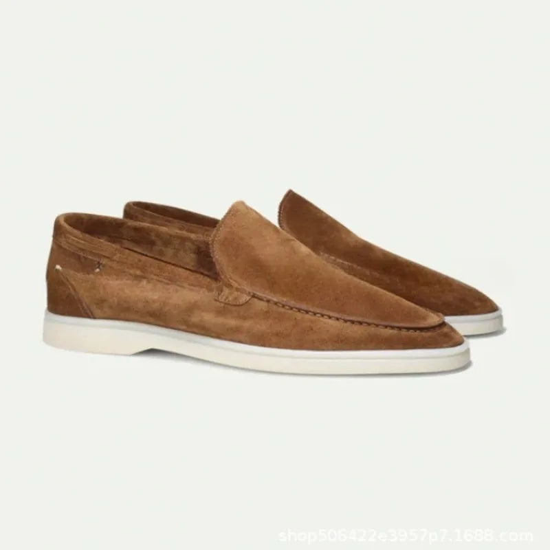 2025 Klassiska Mocka Läder Loafers Herr Casual Skor Lyxmärke Herr Andningsbara Slip Körskor Casual Dress Skor Mockasiner