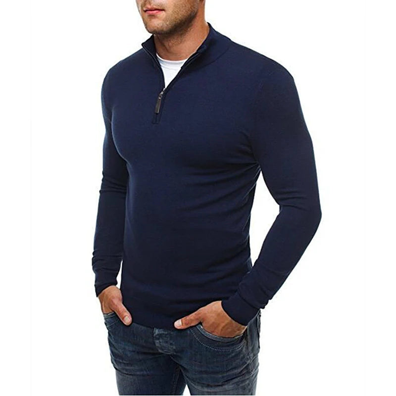 Casual Slim Fit Stretch Tröja för Herr | Perfekt för Höst/Vinter