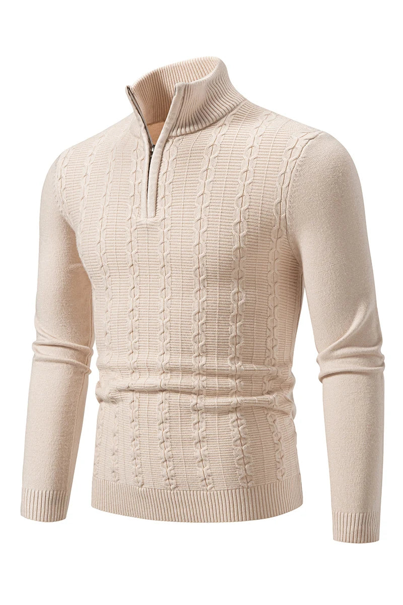 Casual Slim Fit Ståkrage Zip Tröja för Herr | Perfekt för Vardagsbruk Höst/Vinter
