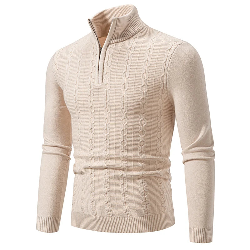 Casual Slim Fit Ståkrage Zip Tröja för Herr | Perfekt för Vardagsbruk Höst/Vinter