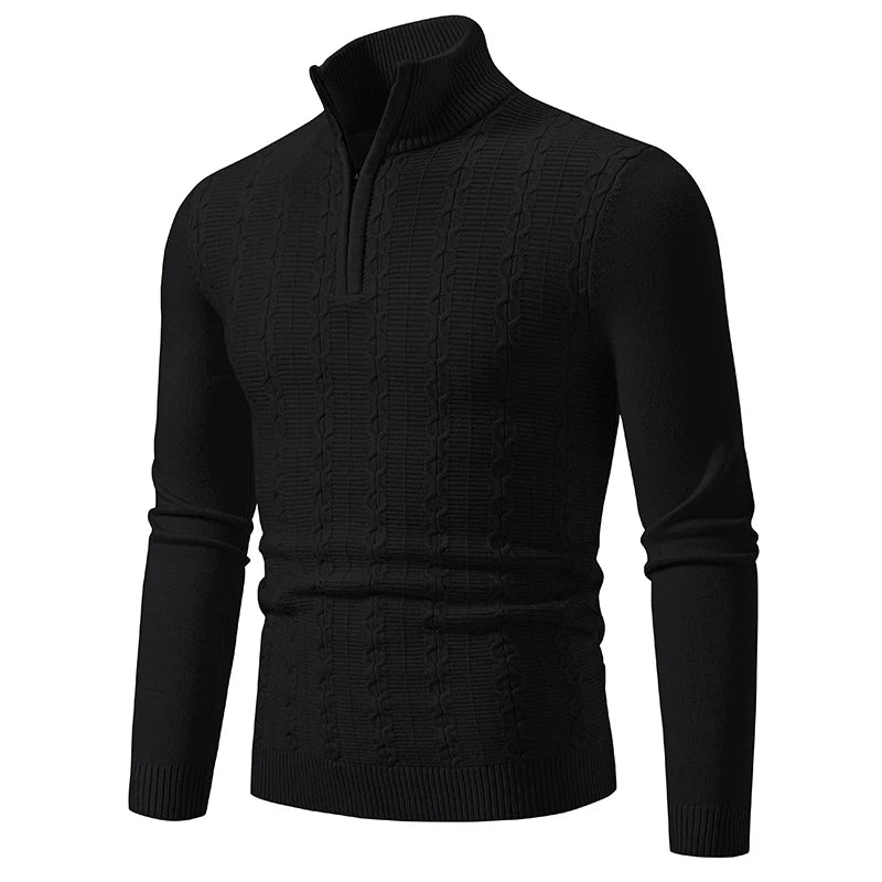 Casual Slim Fit Ståkrage Zip Tröja för Herr | Perfekt för Vardagsbruk Höst/Vinter