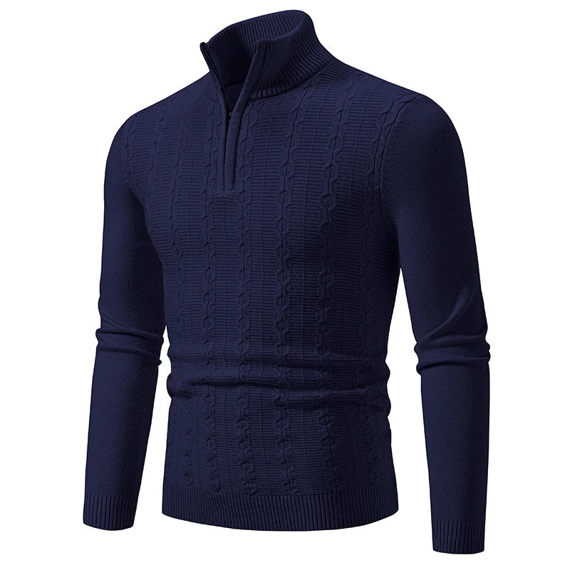 Casual Slim Fit Ståkrage Zip Tröja för Herr | Perfekt för Vardagsbruk Höst/Vinter