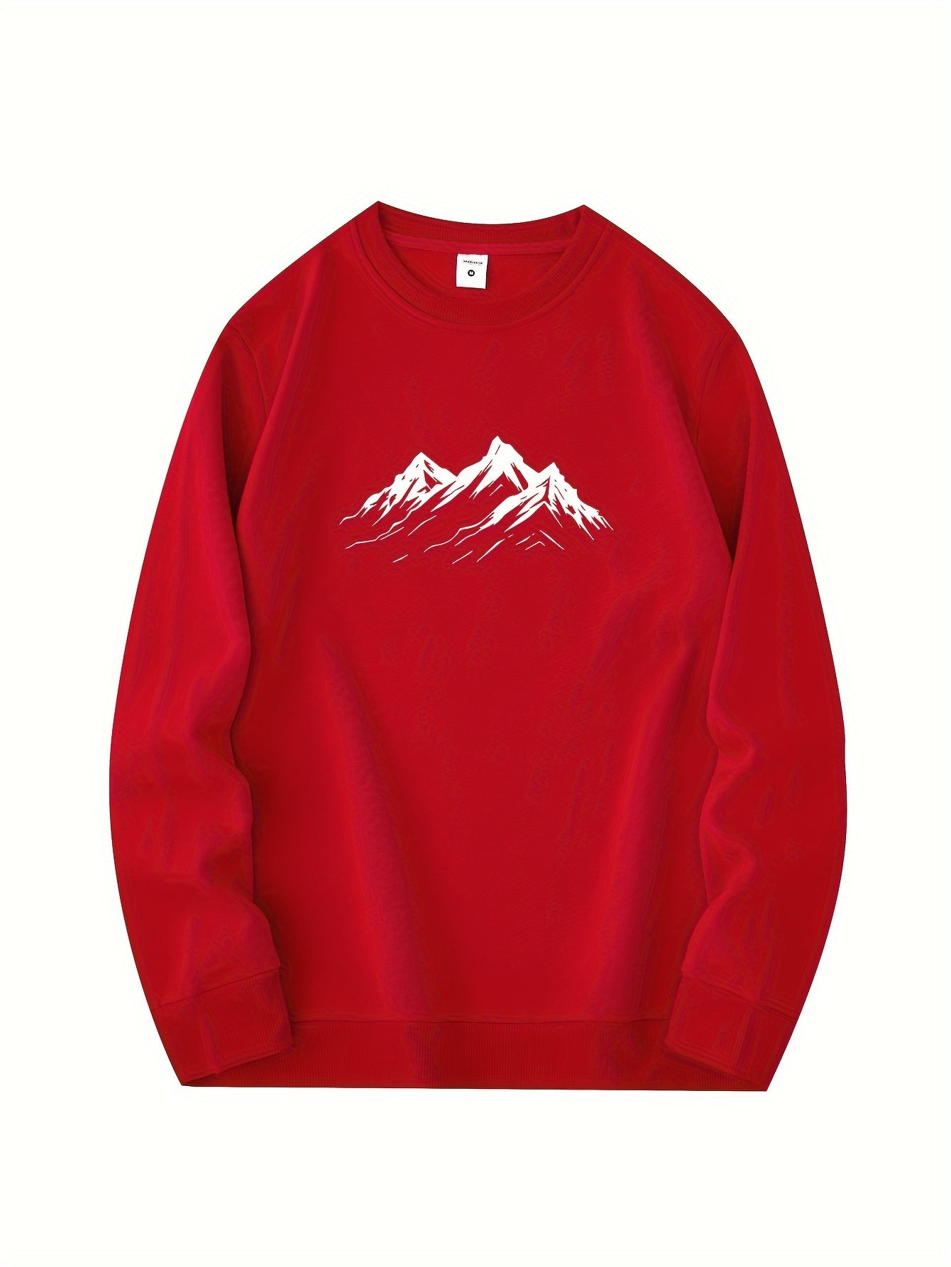 Casual Oversized Tröja med Bergsmönster Tryck för Herr | Perfekt för Höst/Vinter
