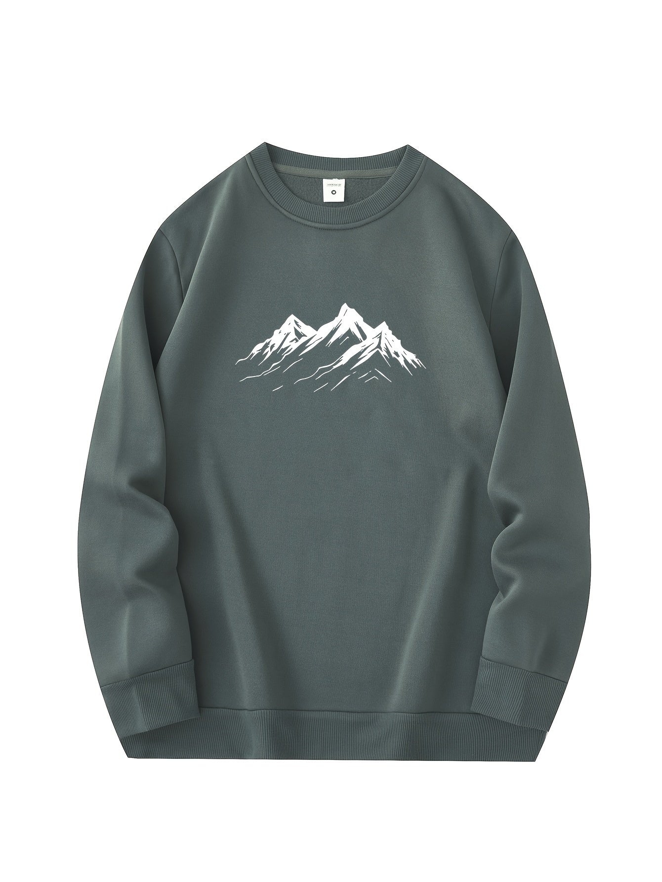 Casual Oversized Tröja med Bergsmönster Tryck för Herr | Perfekt för Höst/Vinter