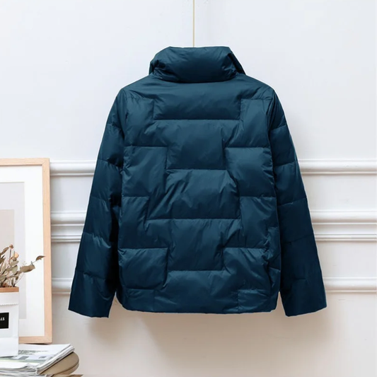 Unisex Vadderad Jacka – Quiltad Design – Värmande Isolering – lång Krage