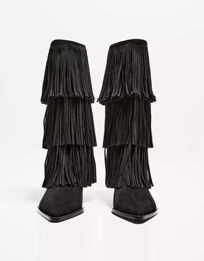 Fringed Suede Boots