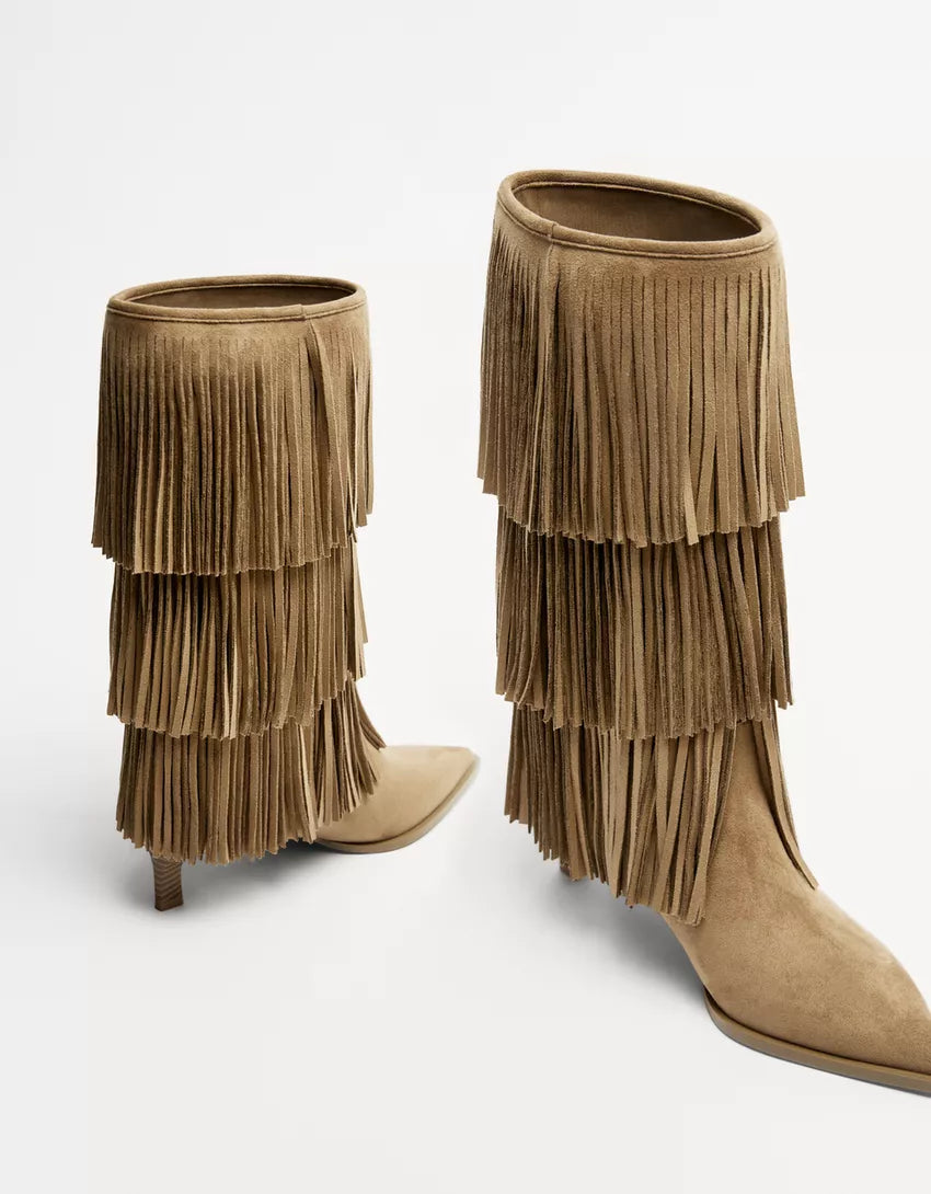 Fringed Suede Boots