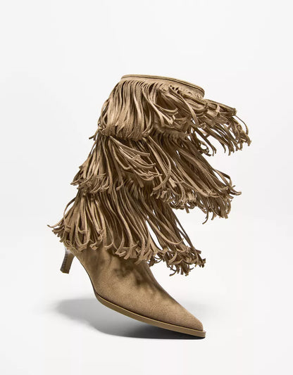 Fringed Suede Boots