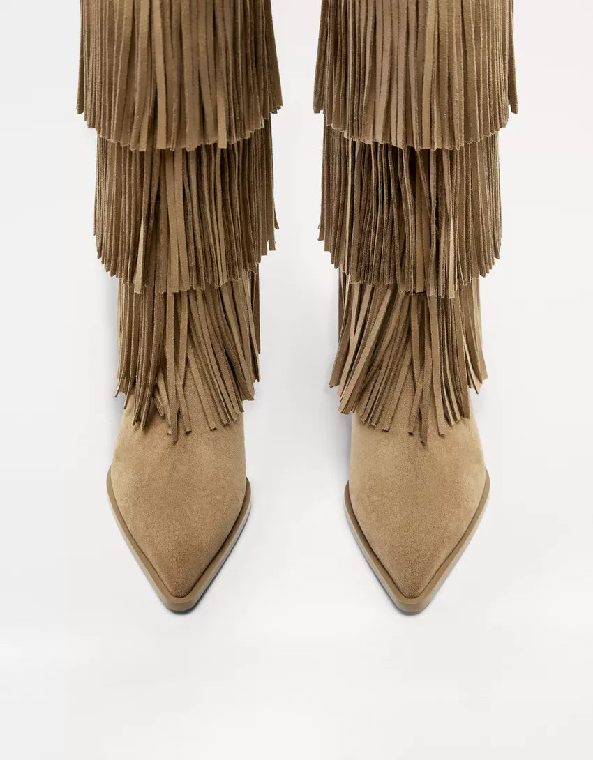 Fringed Suede Boots