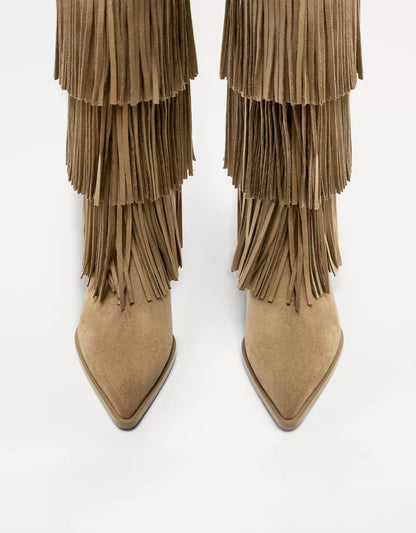 Fringed Suede Boots
