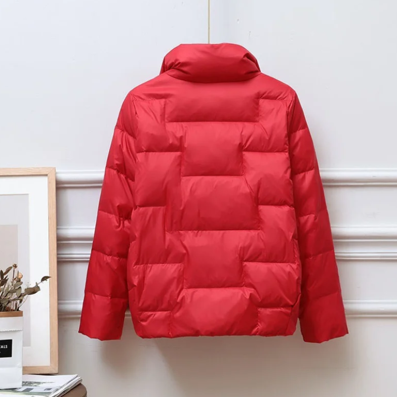 Unisex Vadderad Jacka – Quiltad Design – Värmande Isolering – lång Krage