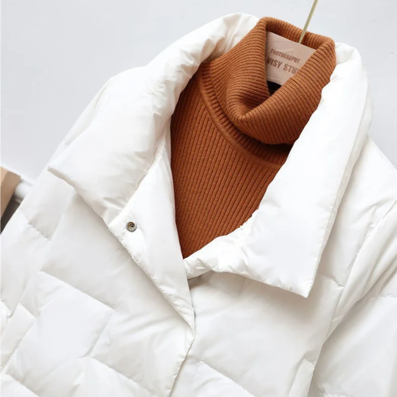 Unisex Vadderad Jacka – Quiltad Design – Värmande Isolering – lång Krage