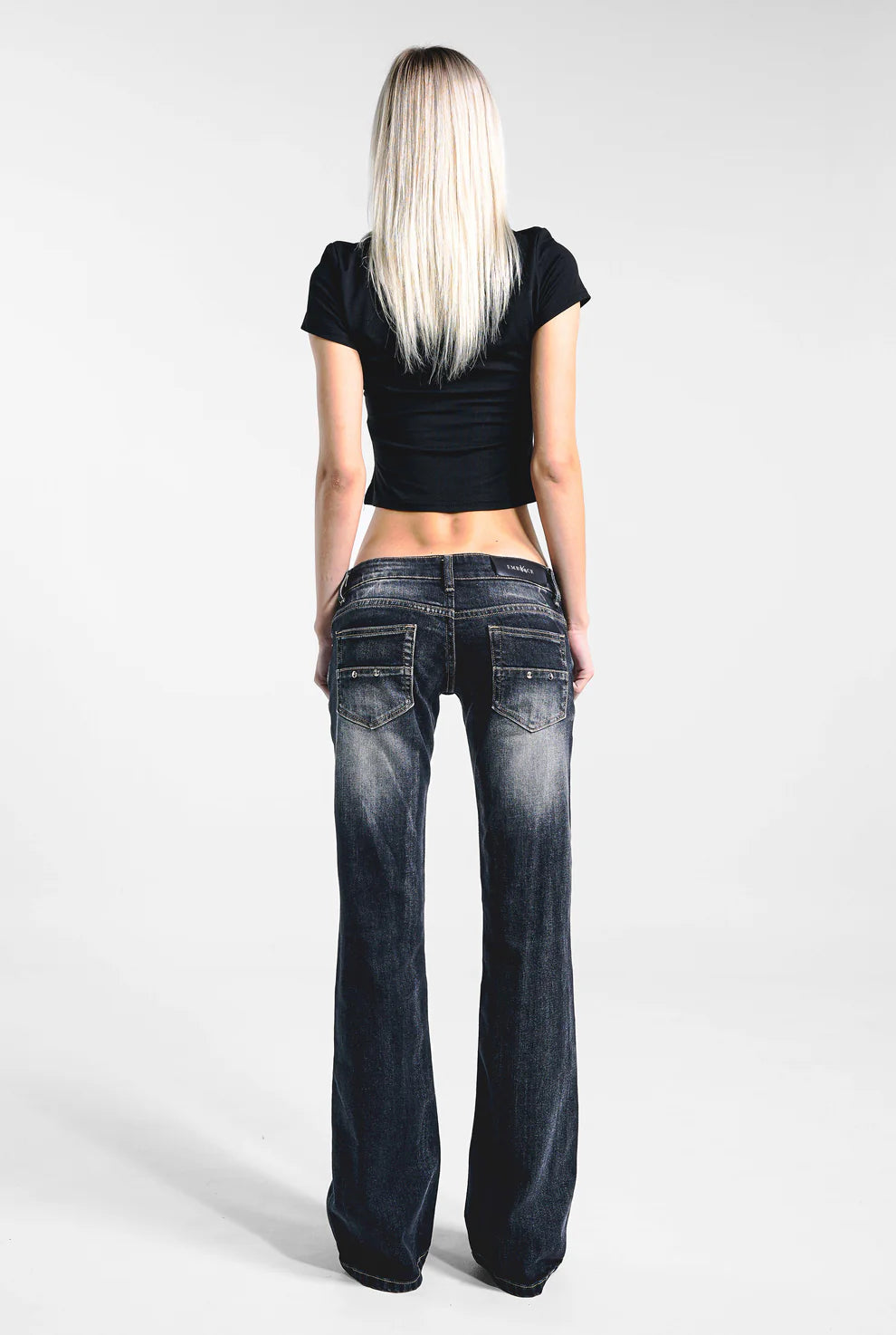 Slim Low Rise Jeans Washed Black Women