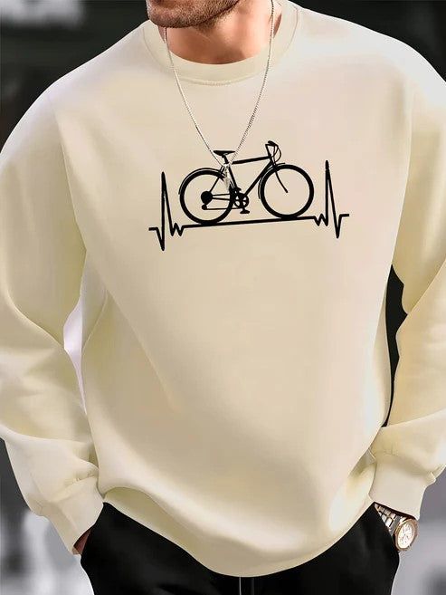 Casual Tröja med Cykel Tryck för Herr | Perfekt för Casual Dagar