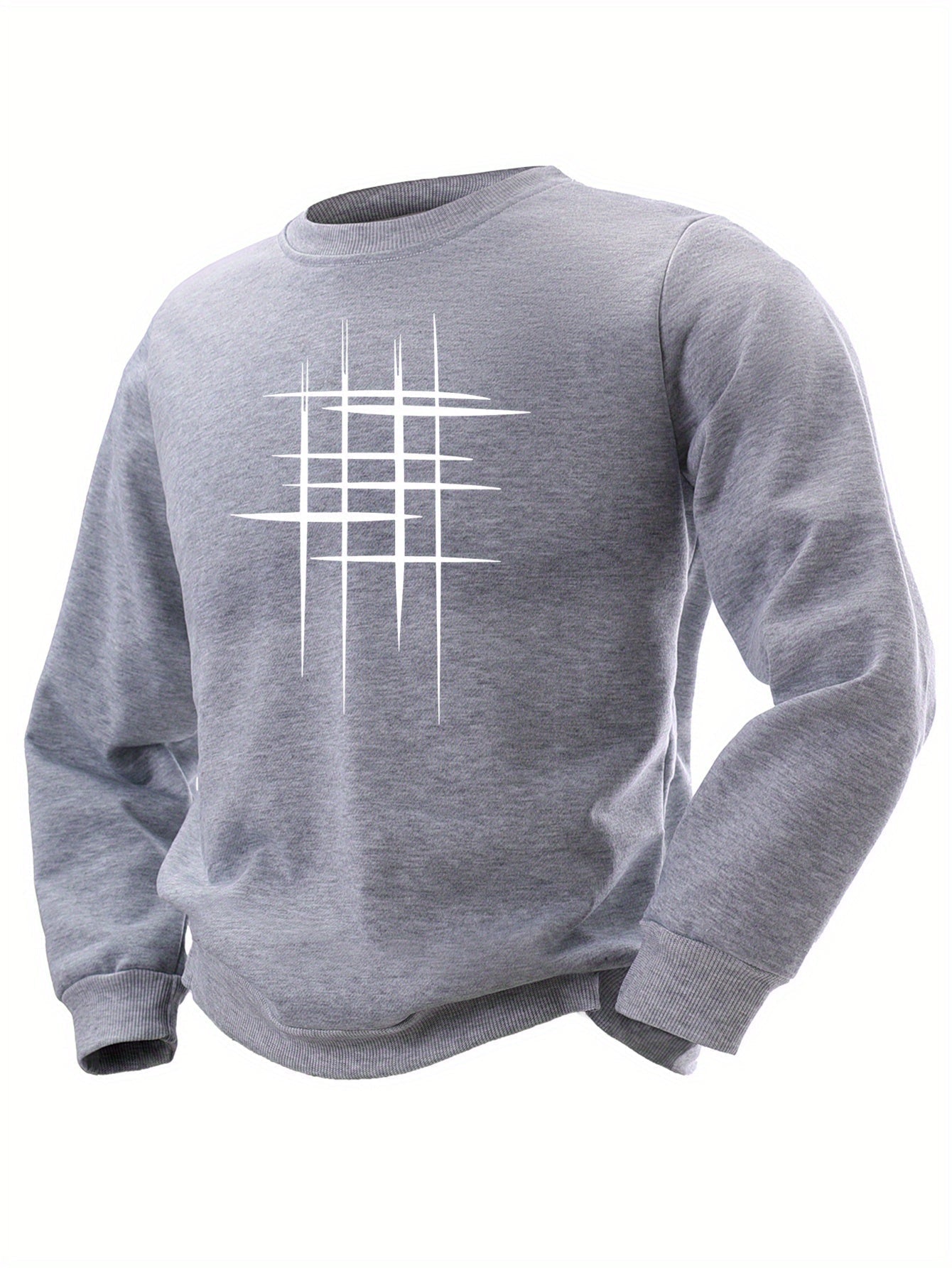 Casual Oversized Tröja med Geometriskt Mönster för Herr | Perfekt för Höst/Vinter