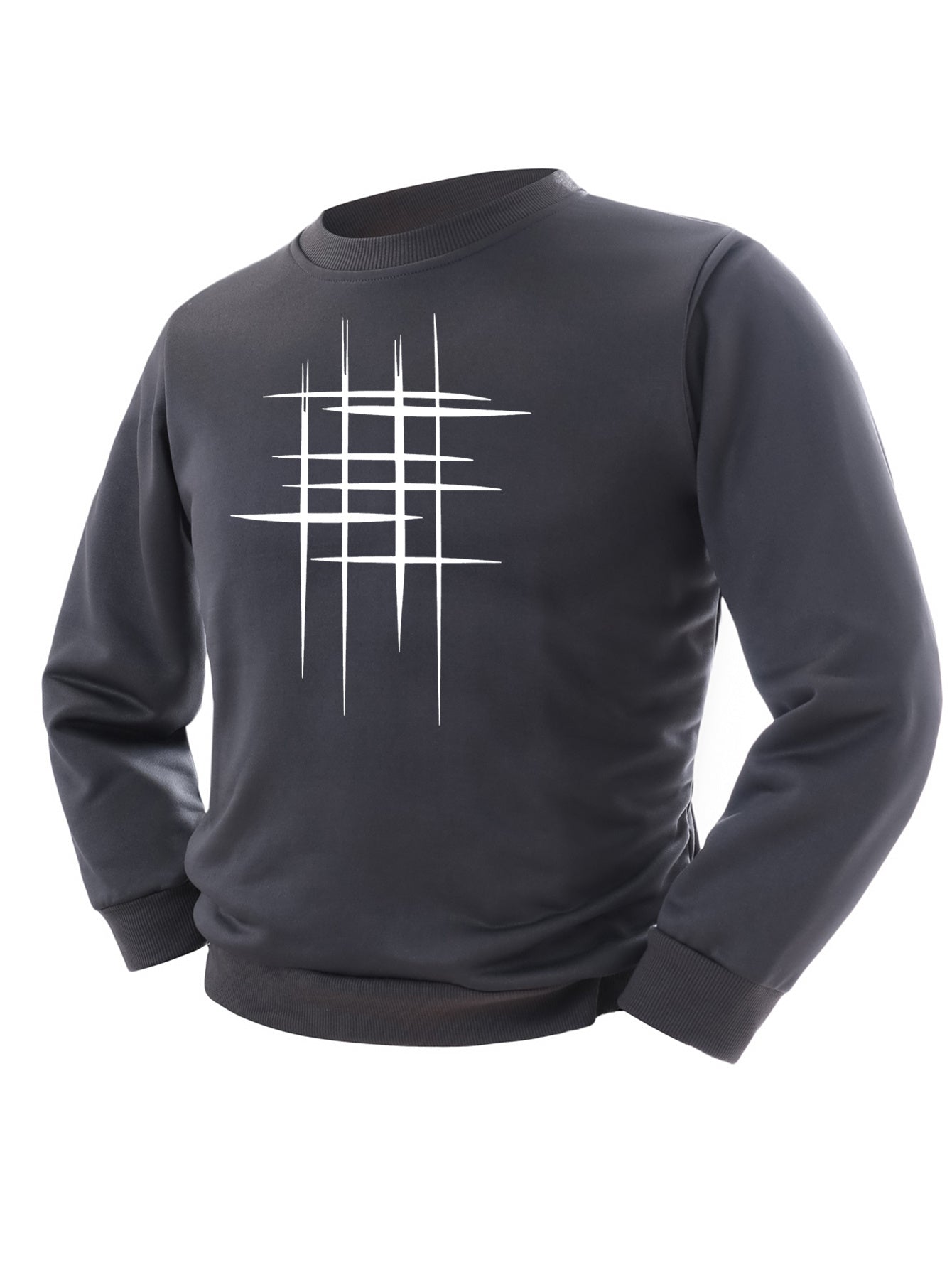 Casual Oversized Tröja med Geometriskt Mönster för Herr | Perfekt för Höst/Vinter