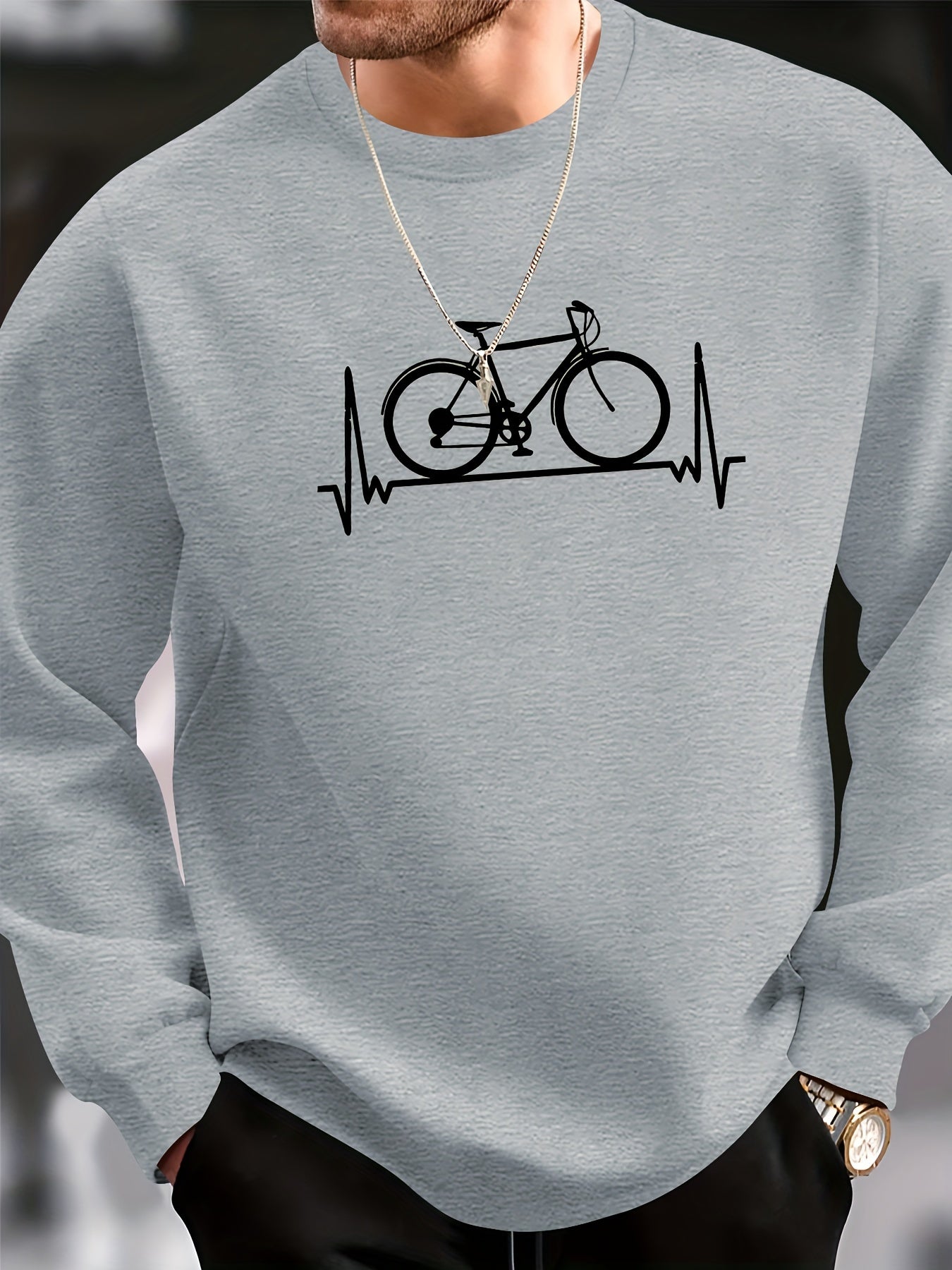 Casual Tröja med Cykel Tryck för Herr | Perfekt för Casual Dagar