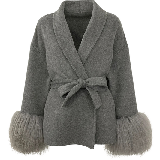 2025 Overcoat Fox Fur Wool Coat Patchwork Woolen Coat Beautiful Mongolian Fur Women Wool Jacket Autumn Winter Women's Cold Coat
