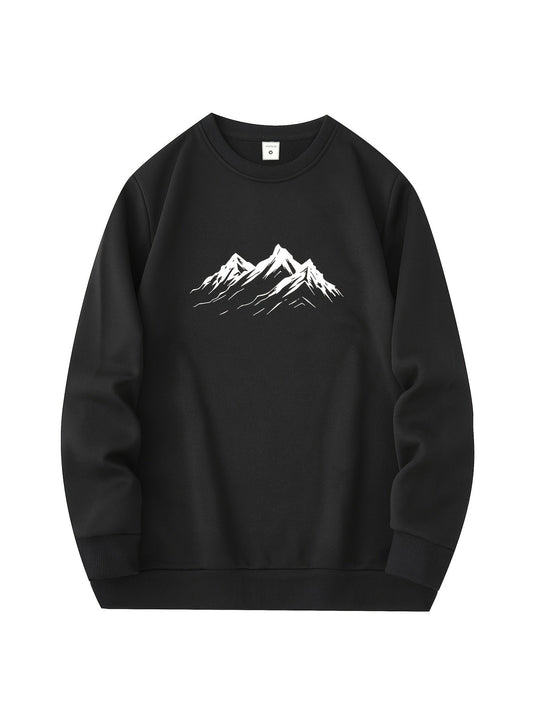 Casual Oversized Tröja med Bergsmönster Tryck för Herr | Perfekt för Höst/Vinter