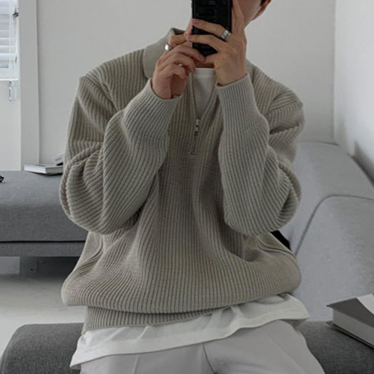 Casual Cordflod Half Zip Tröja för Herr | Perfekt för Höst/Vinter