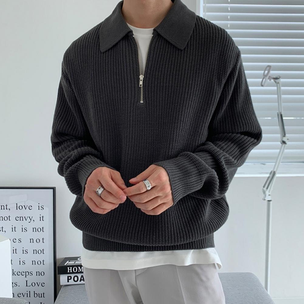 Casual Cordflod Half Zip Tröja för Herr | Perfekt för Höst/Vinter