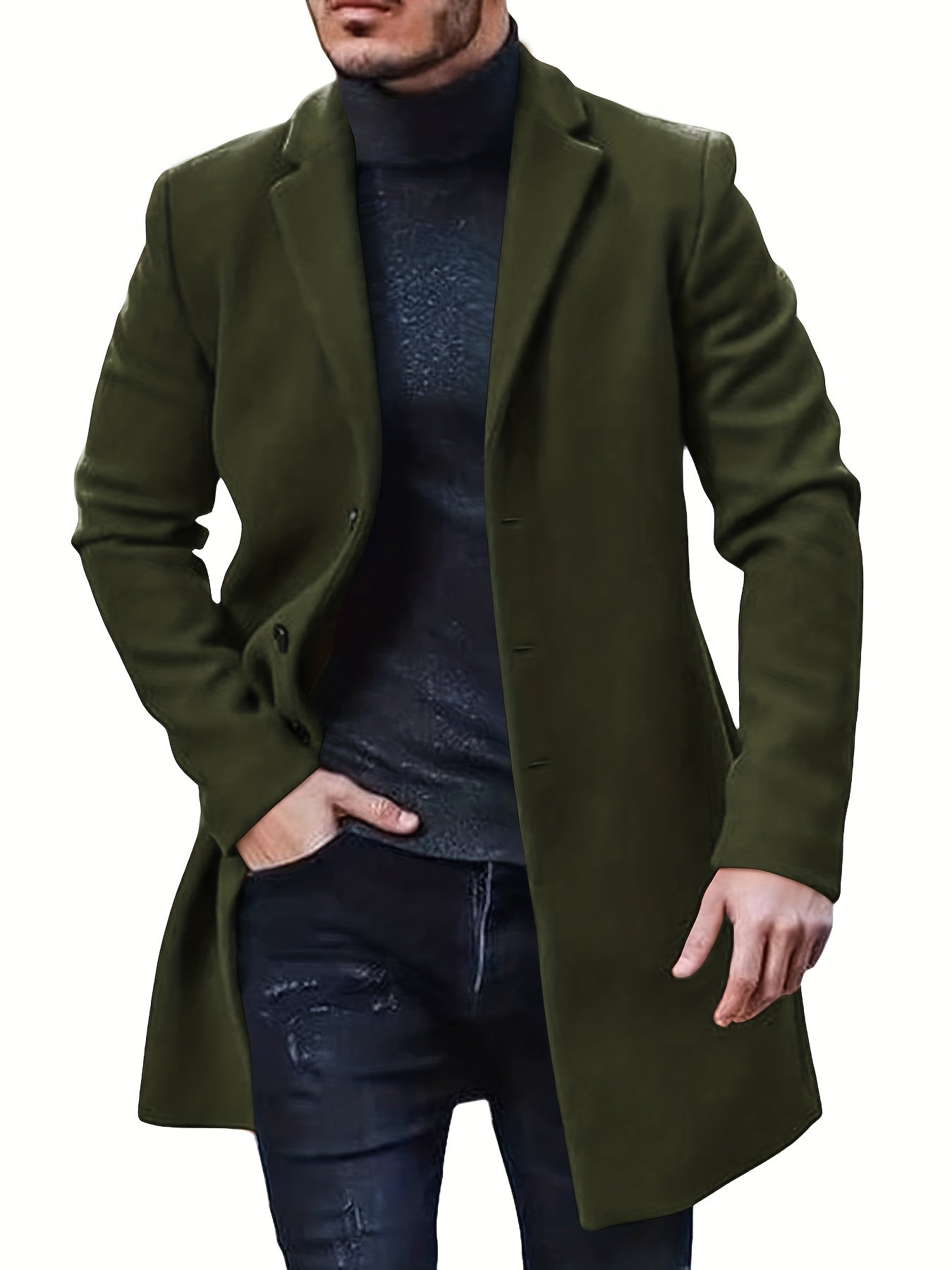 | Ledig Retro Trench Vinterjacka för Herr