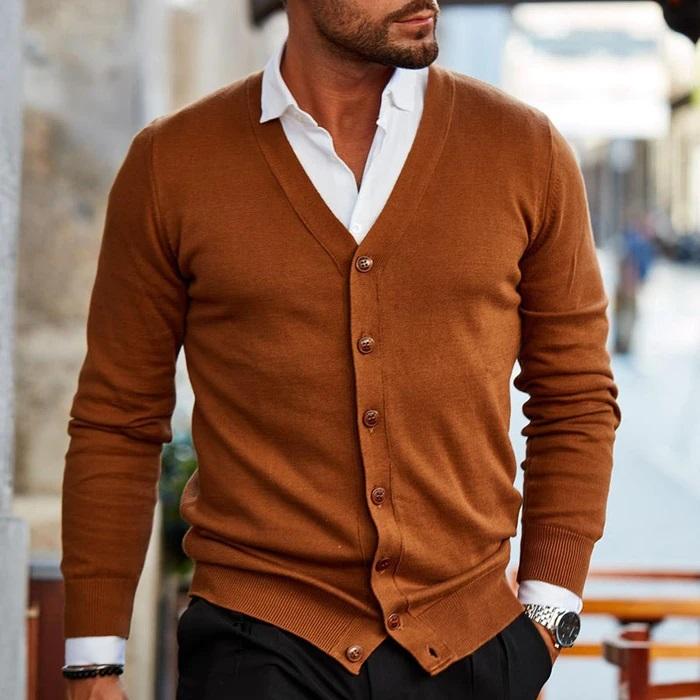 Cardigan Herr Modern Design Mjuk Material med Fickor