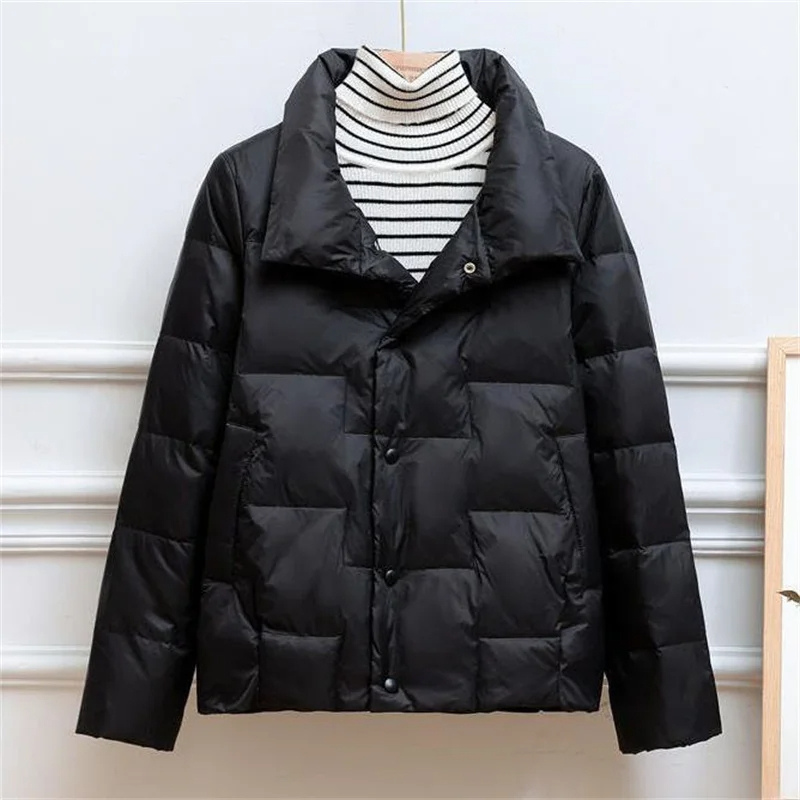 Unisex Vadderad Jacka – Quiltad Design – Värmande Isolering – lång Krage