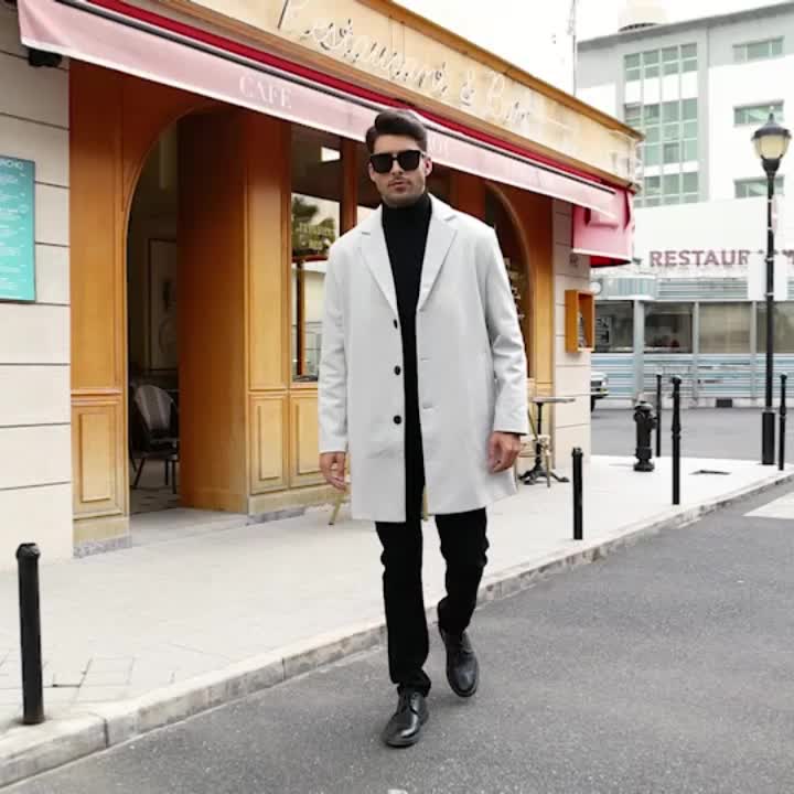 | Ledig Retro Trench Vinterjacka för Herr