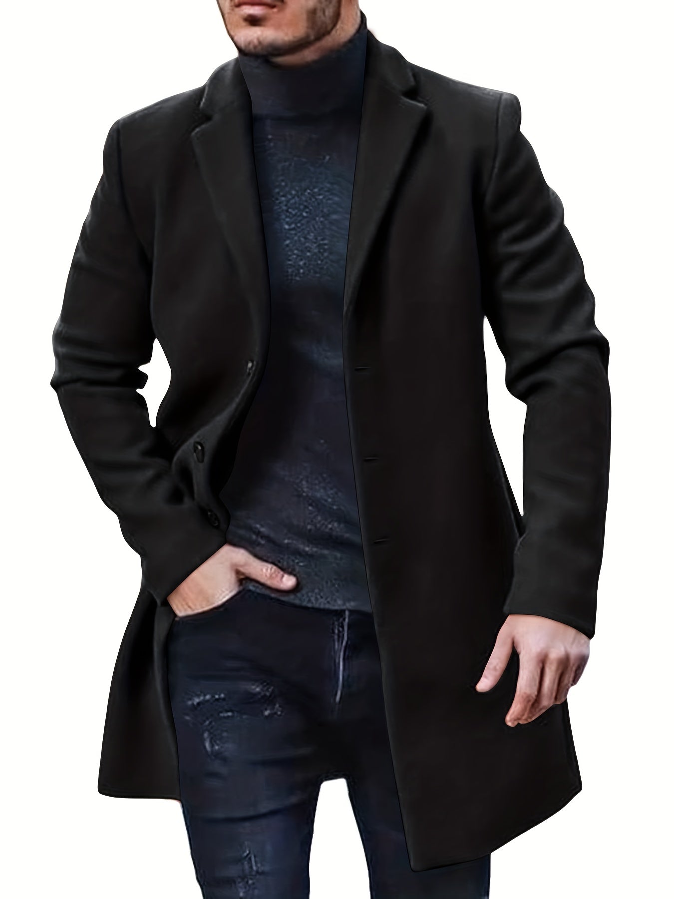 | Ledig Retro Trench Vinterjacka för Herr