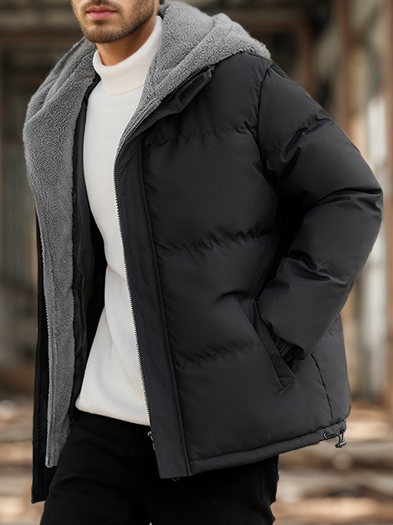 Chase | Varm Zip Up Vadderad Vinterjacka Med Fleecefoder