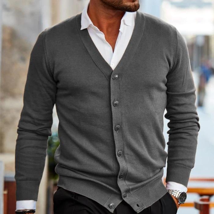 Cardigan Herr Modern Design Mjuk Material med Fickor