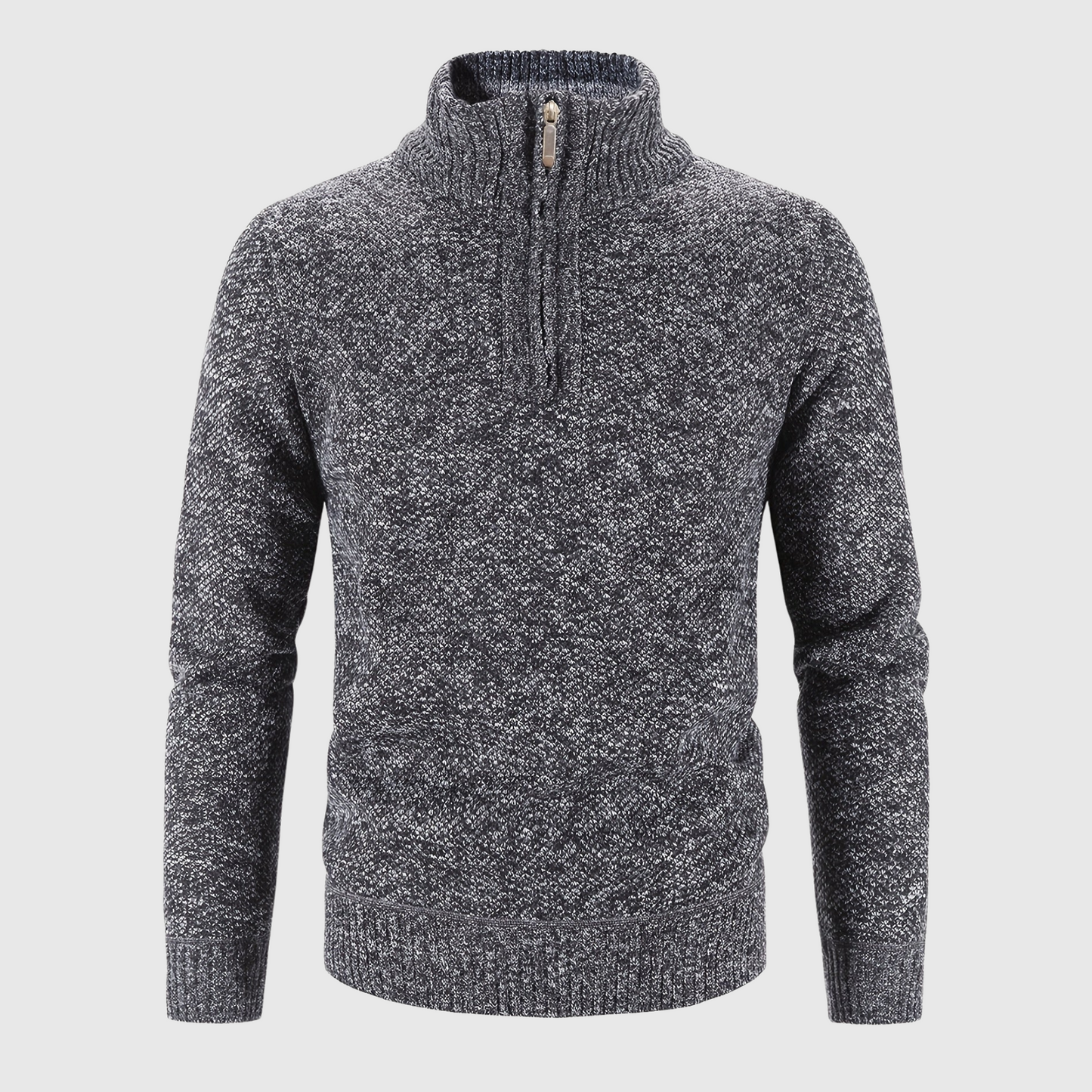 Tjock Halvdragkedja Polokrage Tröja Med Ståkrage För Herr | Perfekt för Höst/Vinter