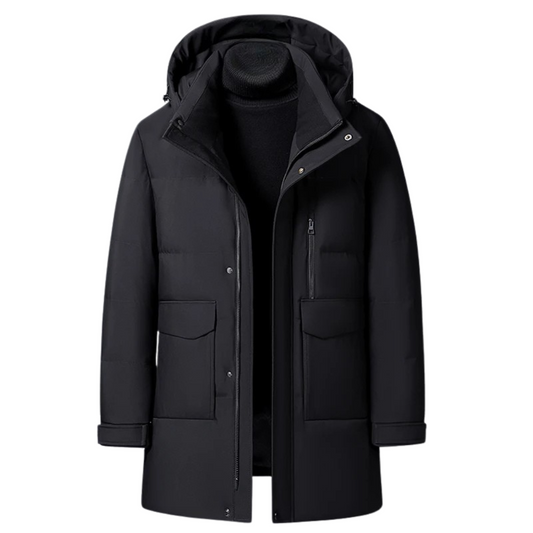 Business Casual 2025 Winter Men's Warm Hooded Duck Down Jackets Solid Color Puffer Coats Outwear Loose Windproof Thicken Parkas