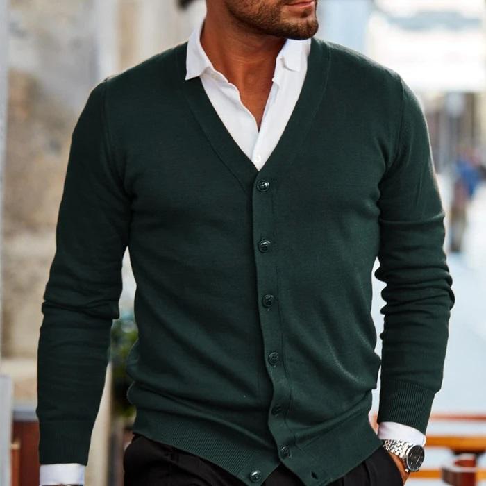 Cardigan Herr Modern Design Mjuk Material med Fickor