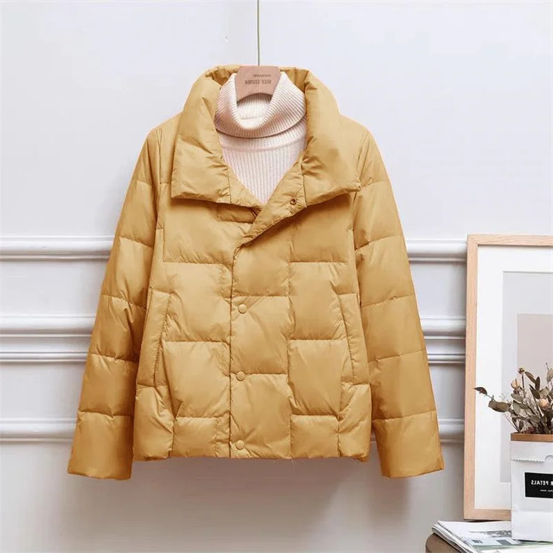 Unisex Vadderad Jacka – Quiltad Design – Värmande Isolering – lång Krage
