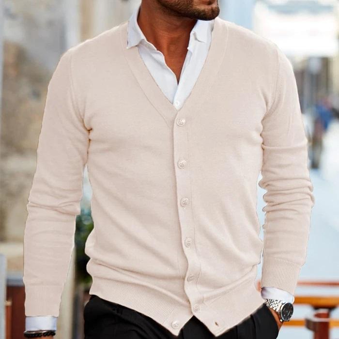 Cardigan Herr Modern Design Mjuk Material med Fickor